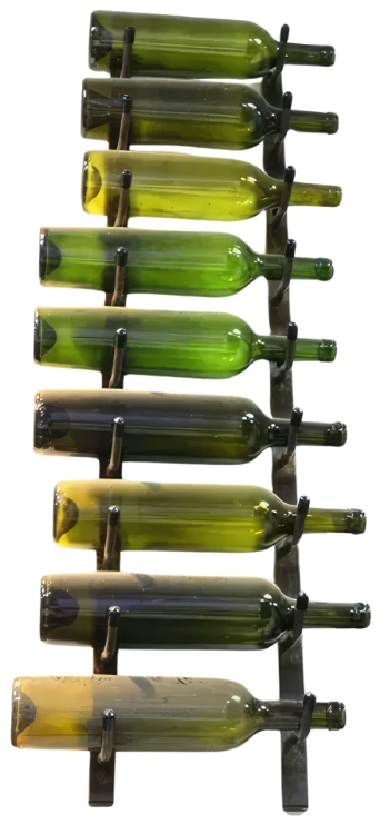 Picture of 9-Bottle Matte Black Metal Wall Mounted Wine Rack